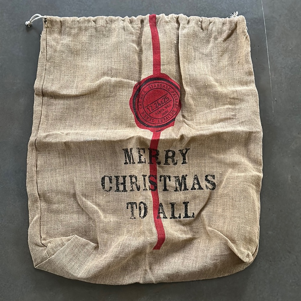 Vintage Burlap Christmas Bag 35”x28”